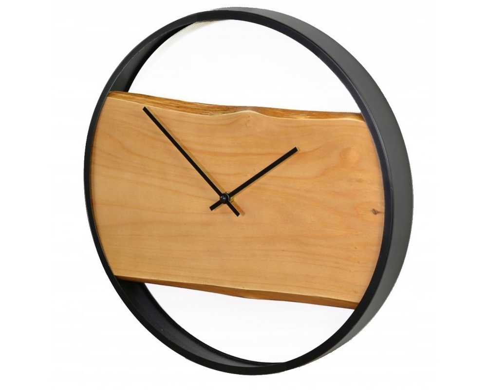 Zegar ścienny metalowy 40 cm naturalne drewno+ stal