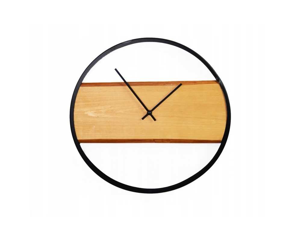 Zegar ścienny metalowy 40 cm naturalne drewno+ stal