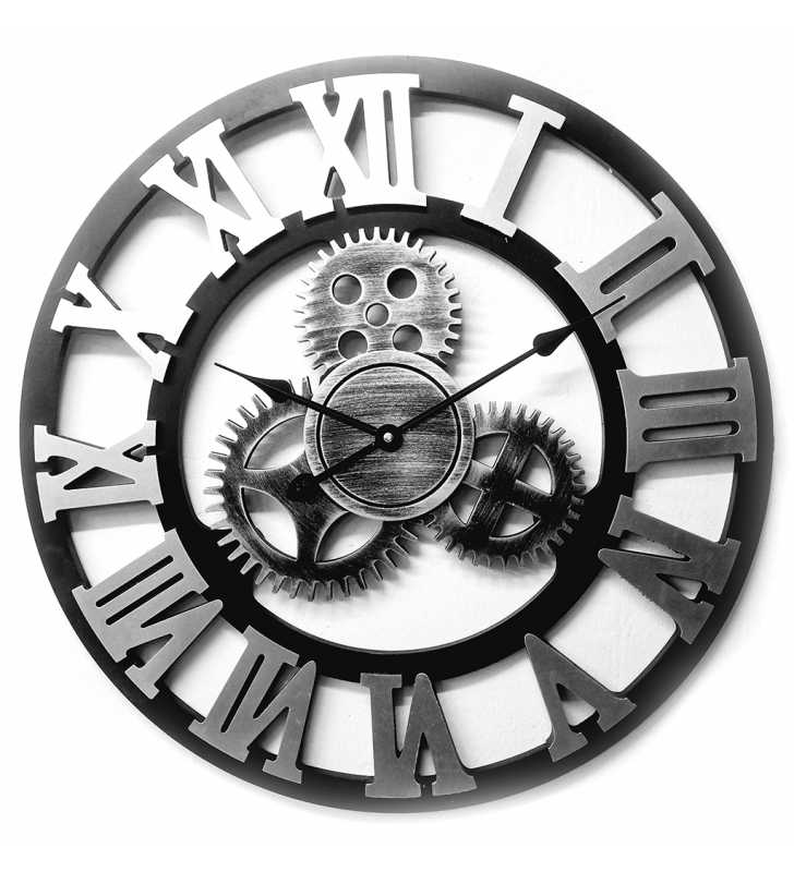 Drewniany zegar ścienny VINTAGE Koła zębate 60 cm PROMOCJA