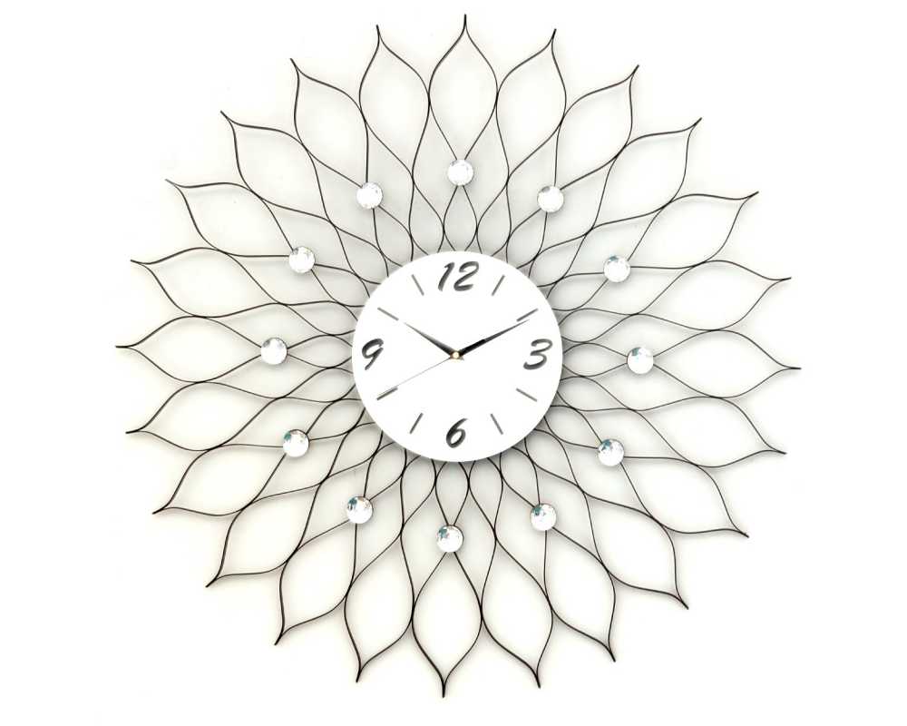 Zegar ścienny Crystal - DIamond - Nowoczesny zegar ścienny Diamond 9122 77 cm czarny cyfry
