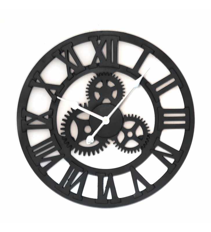 Nowoczesny zegar ścienny VINTAGE SHABBY LOFT 60 cm czarny - dekoracyjny zegar wiszący - wyposażenie wnętrz 