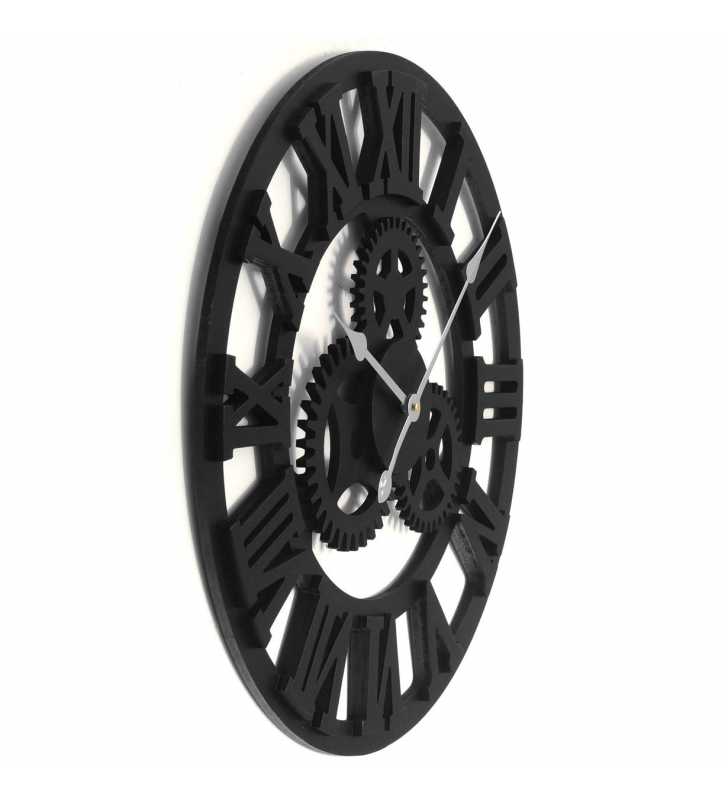Nowoczesny zegar ścienny VINTAGE SHABBY LOFT 60 cm czarny - dekoracyjny zegar wiszący - wyposażenie wnętrz 