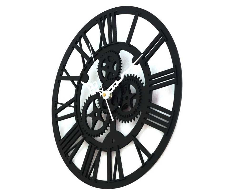 Nowoczesny zegar ścienny VINTAGE SHABBY LOFT 33 cm czarny - dekoracyjny zegar wiszący - wyposażenie wnętrz 