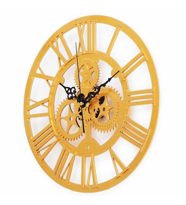 Nowoczesny zegar ścienny VINTAGE SHABBY LOFT 33 cm złoty - dekoracyjny zegar wiszący - wyposażenie wnętrz 
