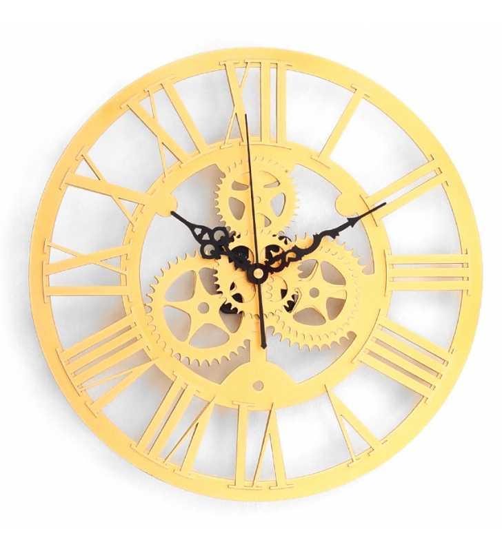 Nowoczesny zegar ścienny VINTAGE SHABBY LOFT 33 cm złoty - dekoracyjny zegar wiszący - wyposażenie wnętrz 