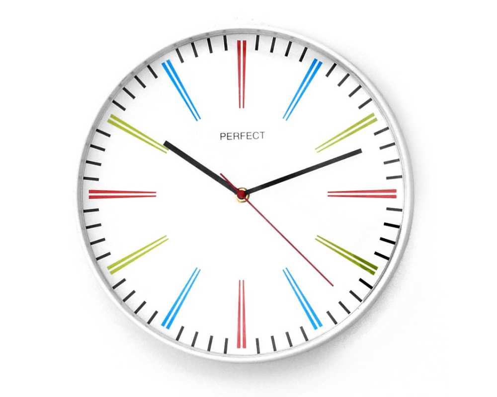 Klasyczny zegar ścienny 9653 biały - dekoracyjny zegar wiszący - wyposażenie wnętrz 