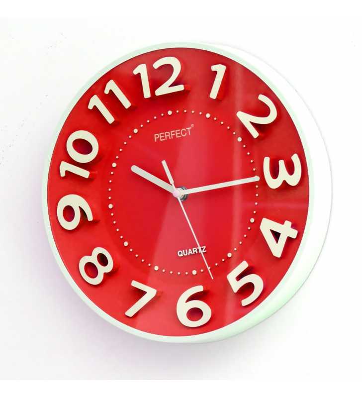 Klasyczny zegar ścienny 5840 czerwony - dekoracyjny zegar wiszący - wyposażenie wnętrz 