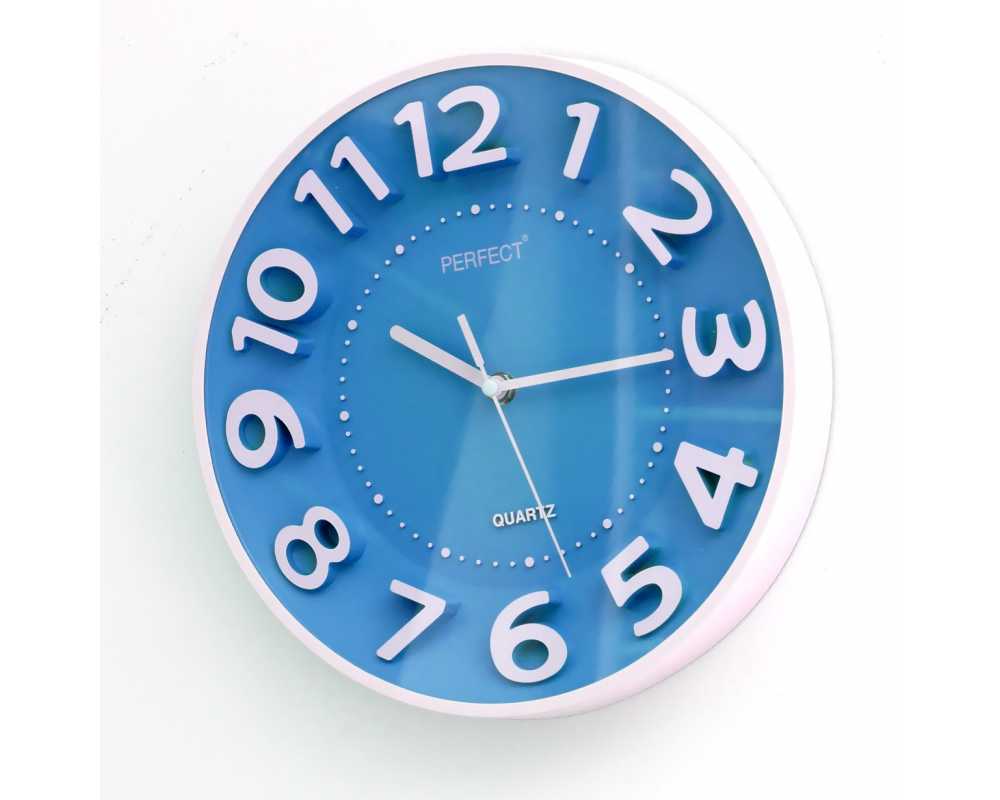Klasyczny zegar ścienny 5840 niebieski - dekoracyjny zegar wiszący - wyposażenie wnętrz 