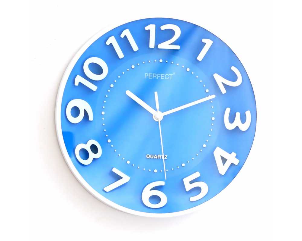 Klasyczny zegar ścienny 5840 niebieski - dekoracyjny zegar wiszący - wyposażenie wnętrz 