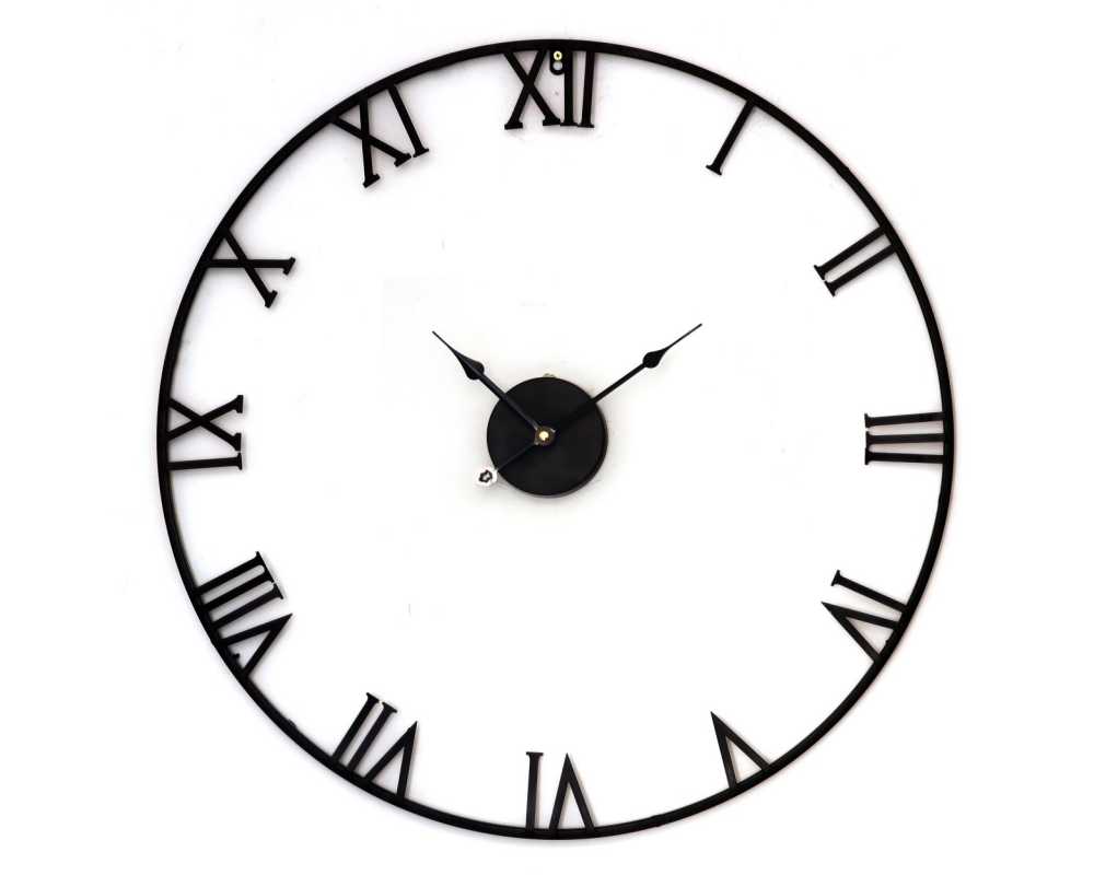Metalowy zegar ścienny VINTAGE Shabby LOFT 80 cm czarny Open - dekoracyjny zegar wiszący - wyposażenie wnętrz 