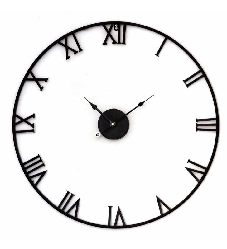 Metalowy zegar ścienny VINTAGE Shabby LOFT 80 cm czarny Open - dekoracyjny zegar wiszący - wyposażenie wnętrz 
