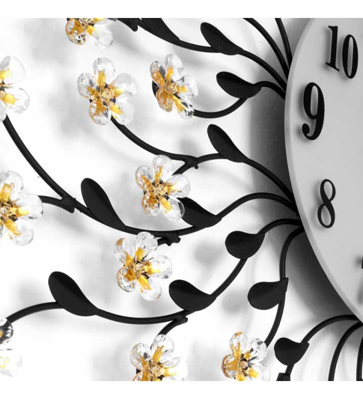 Zegar ścienny Crystal - DIamond - Nowoczesny zegar ścienny Nextgeneration DIAMOND kwiaty