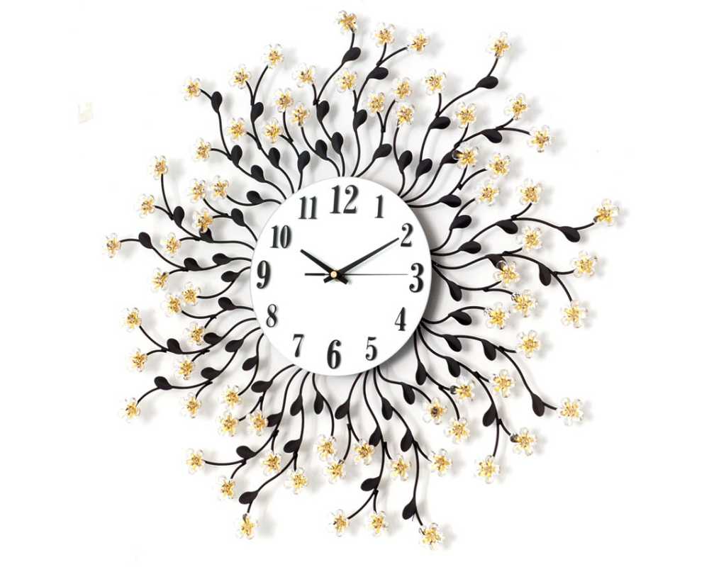 Zegar ścienny Crystal - DIamond - Nowoczesny zegar ścienny Nextgeneration DIAMOND kwiaty