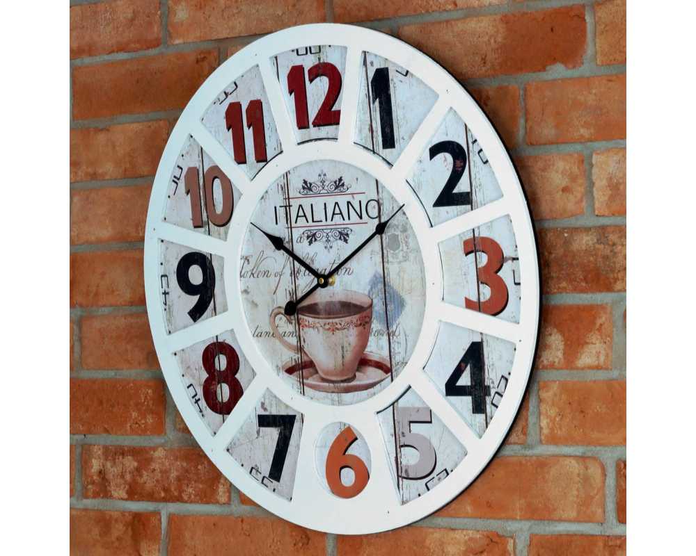 Nowoczesny zegar ścienny Vintage Shabby Loft XL kolor - dekoracyjny zegar wiszący - wyposażenie wnętrz